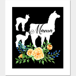 Mama Llama Floral Mom Of Two Flower Alpaca Llamas Lover Posters and Art